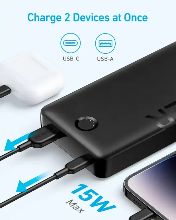 ANKER 326 POWER BANK ( 20,000mAh, 15W, 2-Port) | GET 92+ Hours of Extra Power